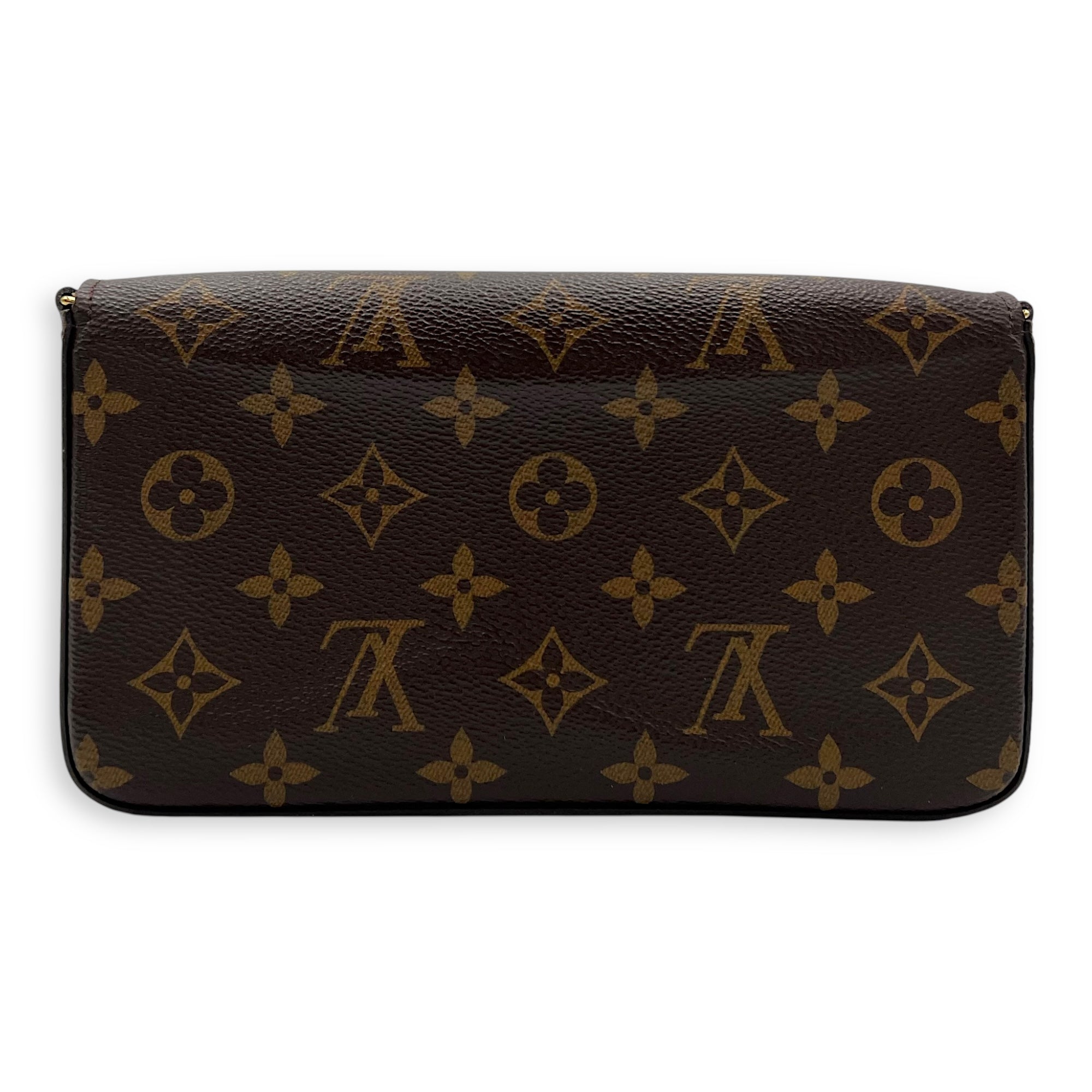 Louis Vuitton Felicie Wallet On Chain Brown in Monogram Coated Canvas, Gold hardware_2