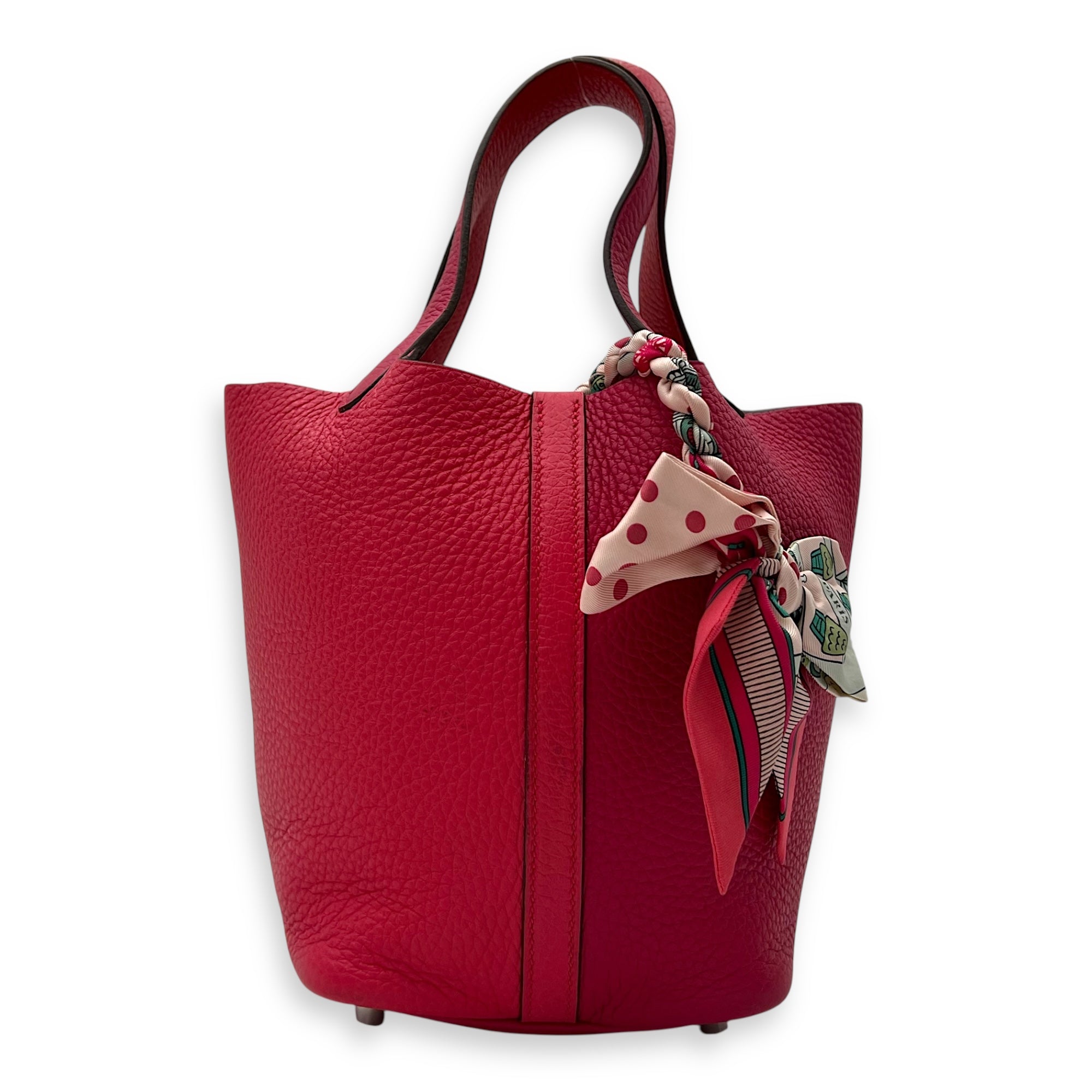 Hermès Picotin Mexican rose/ rouge de coeur in Clemence, Palladium hardware_2