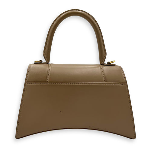 Balenciaga Hourglass Small Beige Top Handle Bag in Calfskin, Gold hardware_2