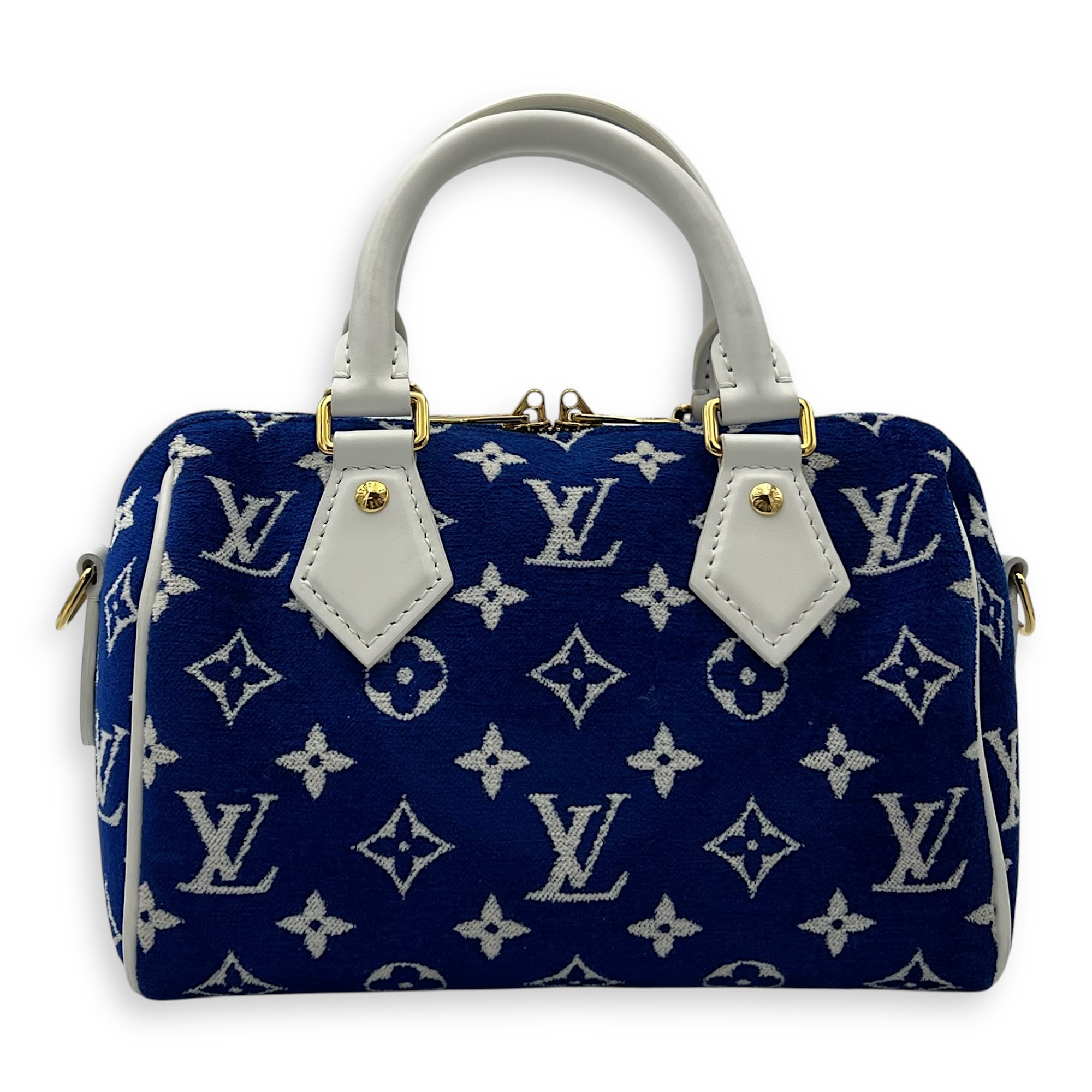 Louis Vuitton Speedy Bandouliere 20 Blue Top Handle Bag in Terry, Gold hardware_2