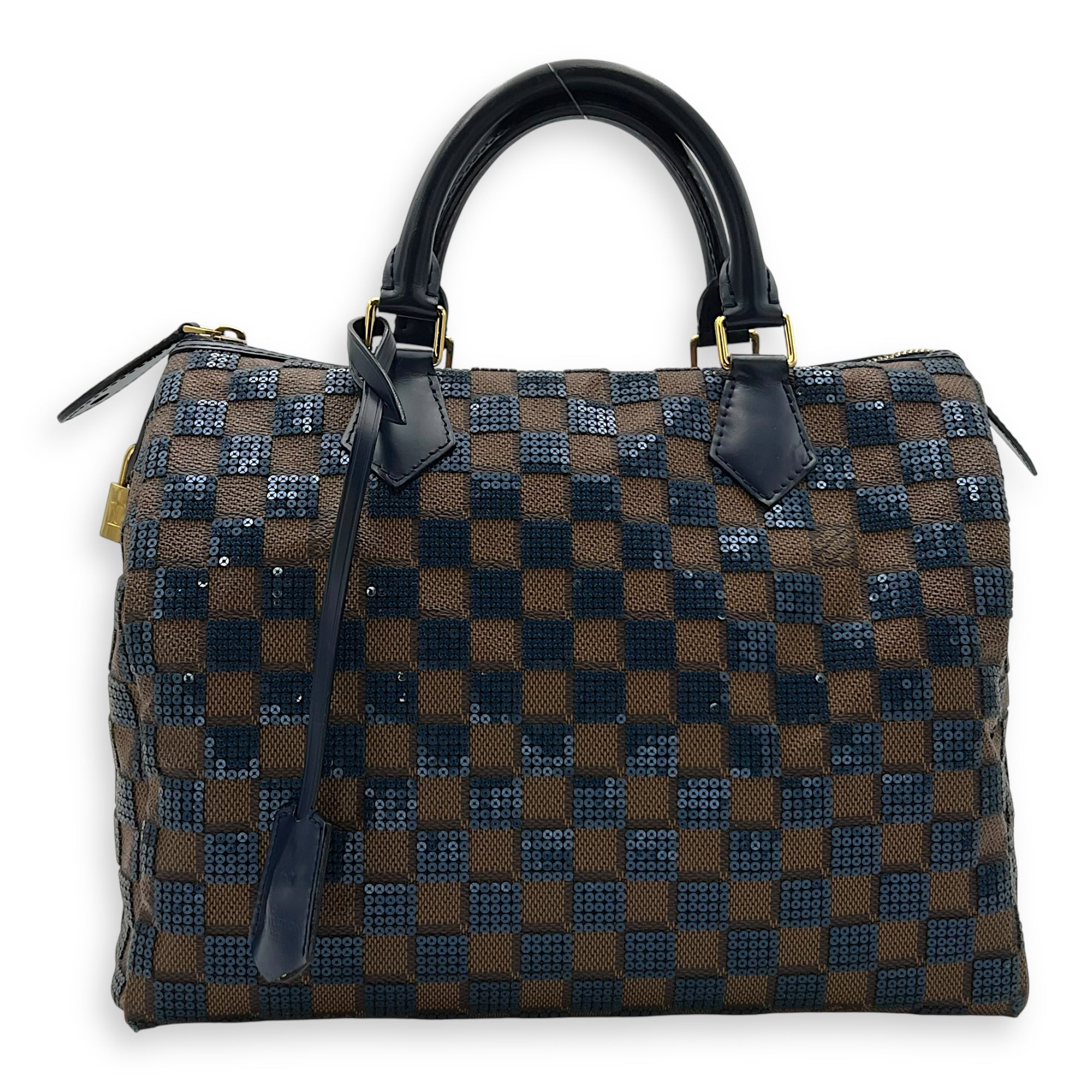 Louis Vuitton Speedy 30 Brown Top Handle Bag in Damier Paillettes, Gold hardware_2