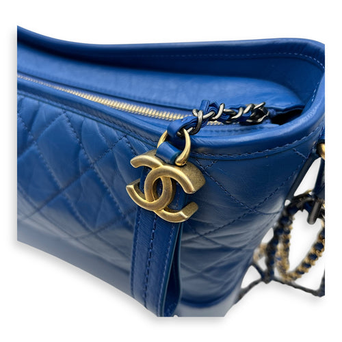 Chanel Gabrielle Shoulder Bag Medium Blue in Calfskin, Mixed hardware_7