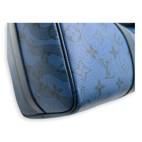 Louis Vuitton Limited Edition Acquagarden Keepall 35 Blue Top Handle Bag in Coated Canvas, Silver hardware_8