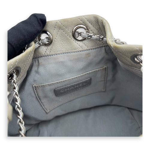 Chanel CC Chevron Bucket Bag Silver in Calfskin, Silver hardware_7