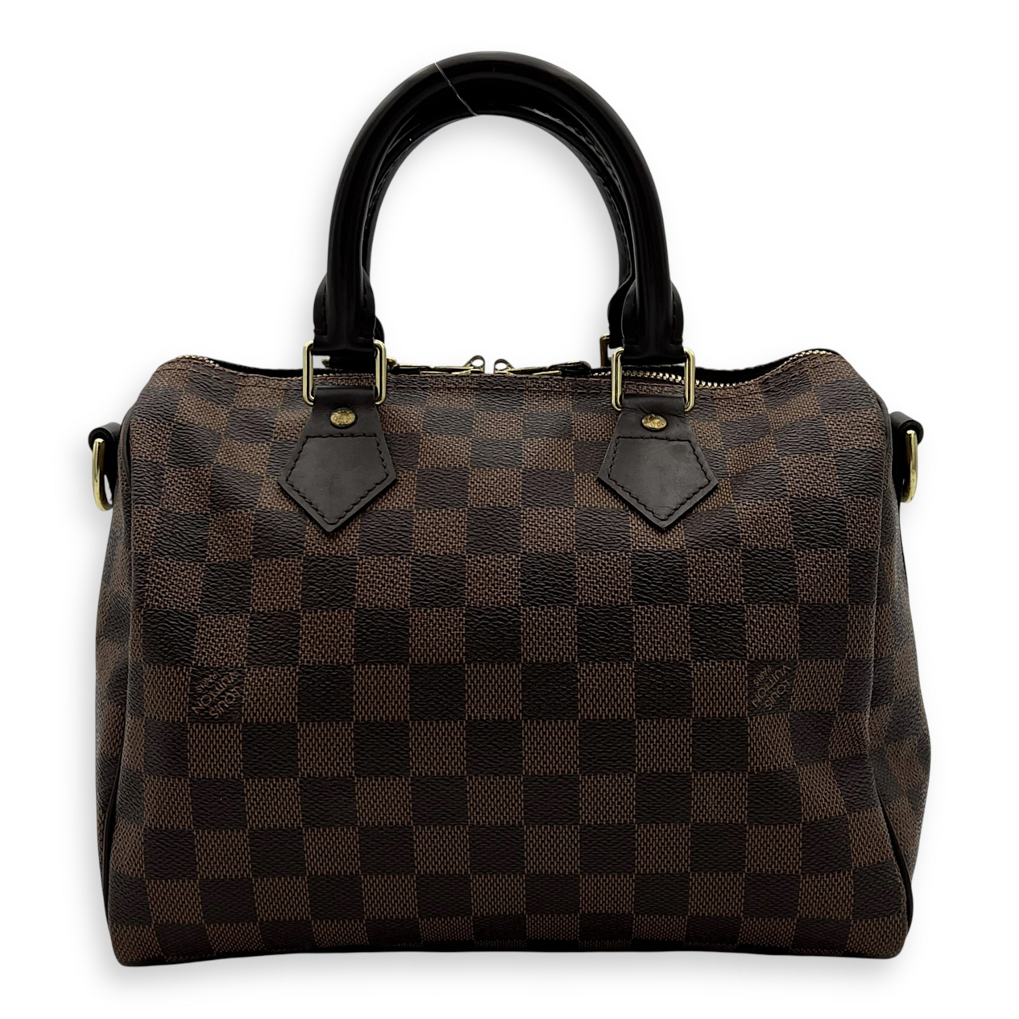 Louis Vuitton Speedy Bandouliere Top Handle Bag 25 Brown in Coated Canvas, Gold hardware_2