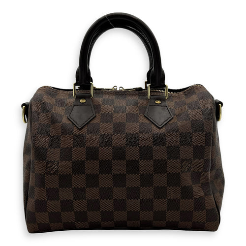 Louis Vuitton Speedy Bandouliere Top Handle Bag 25 Brown in Coated Canvas, Gold hardware_2