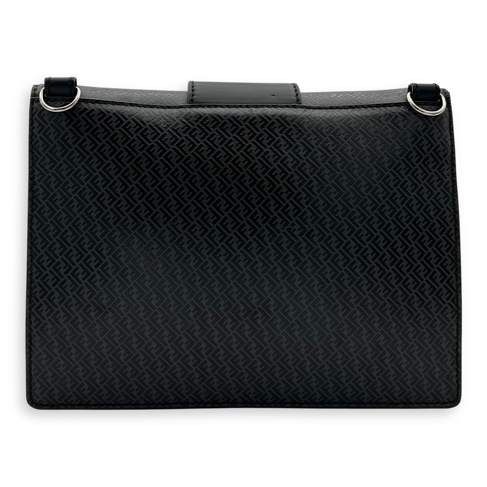 Fendi Baguette Crossbody Bag Grey in Calfskin, Silver hardware_2