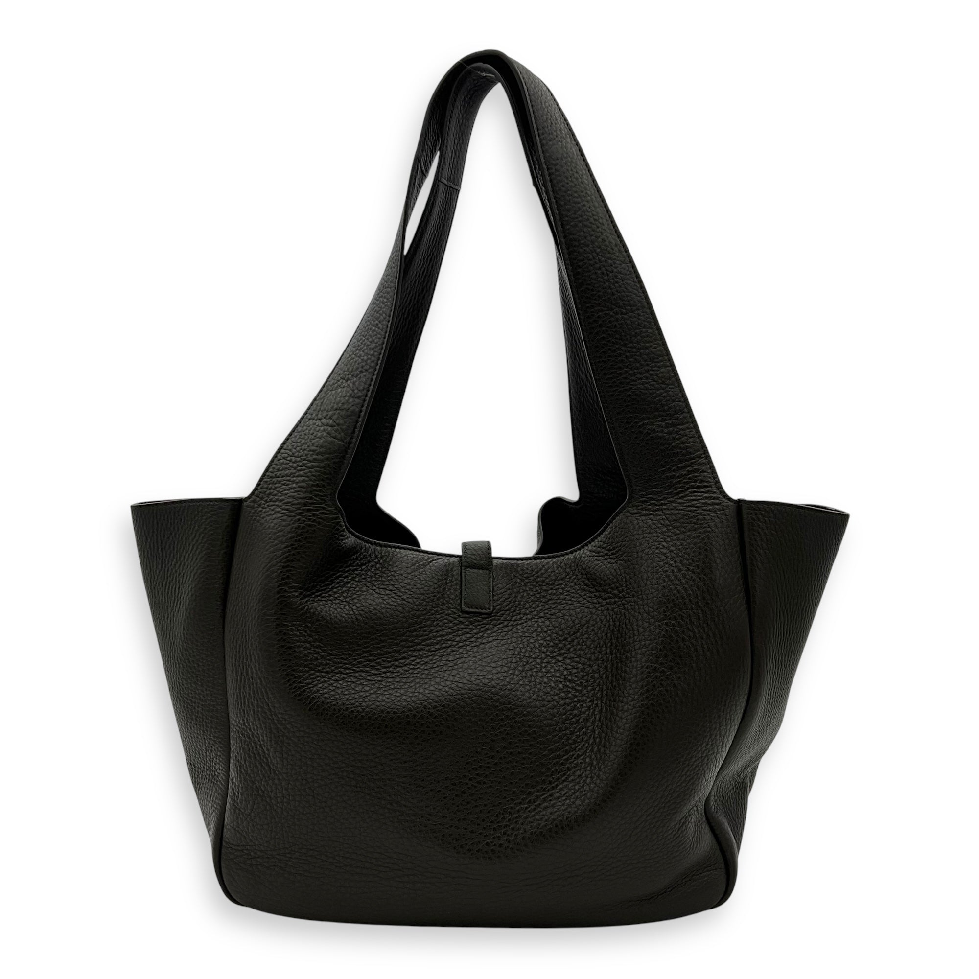 Saint Laurent LE 5 À 7 BEA Tote Bag Green in Calfskin, Silver hardware_2