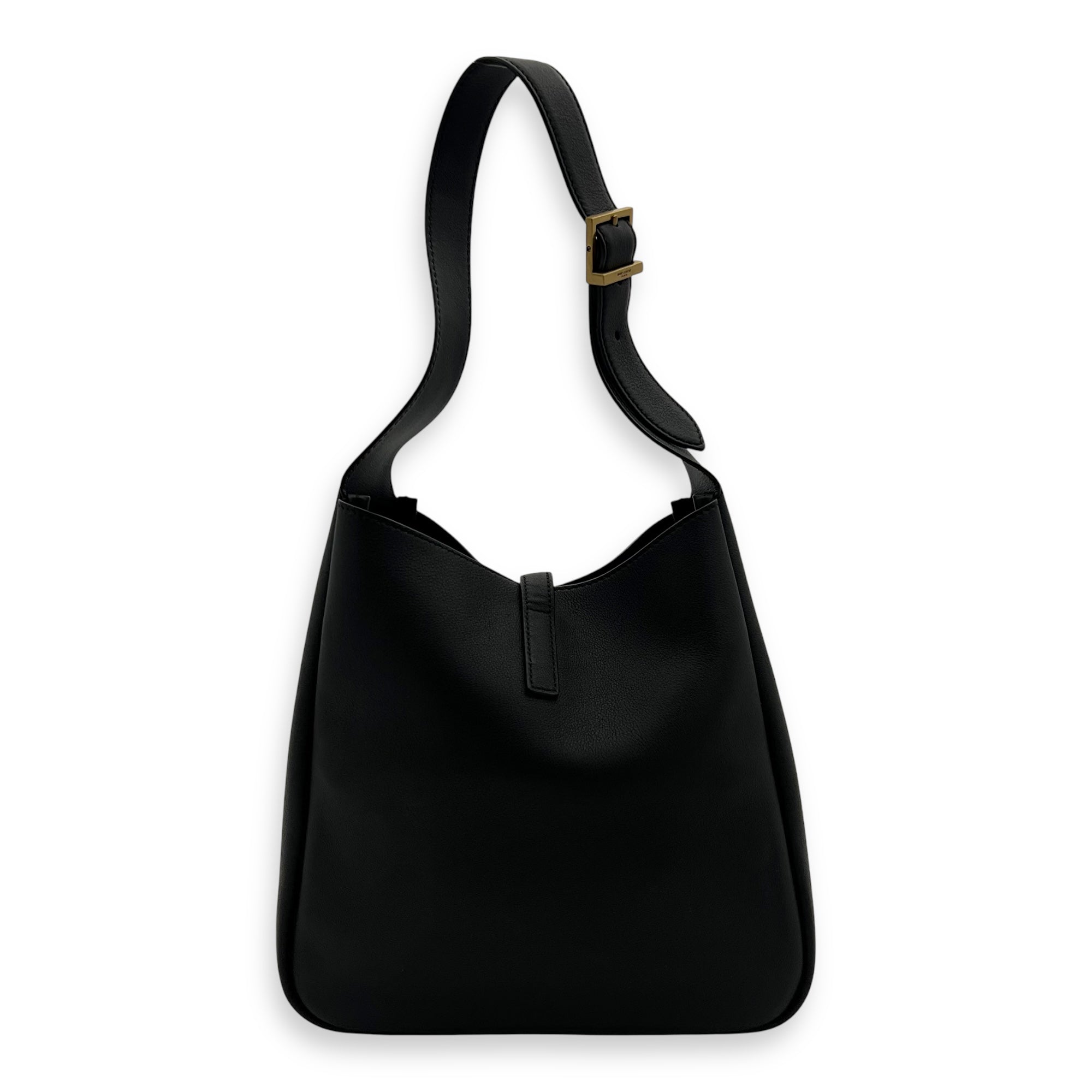 Saint Laurent Le 5 A 7 Shoulder Bag Black in Calfskin, Silver hardware_2