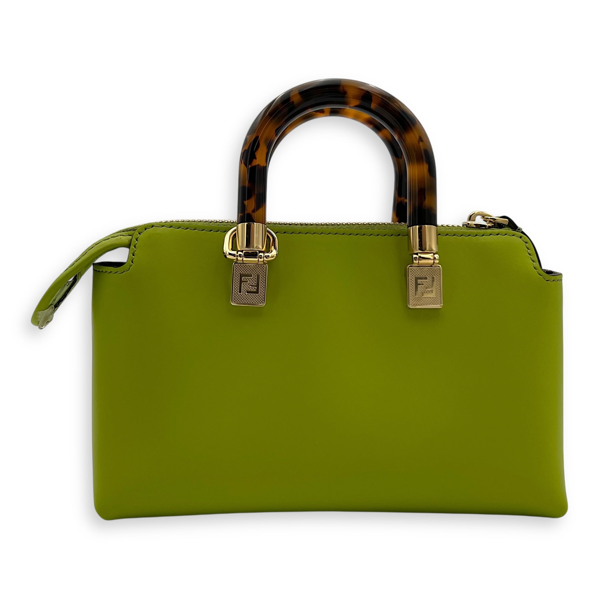 SEVEN DESIGNERS IN MONOGRAM / F．Baudot Fendi By The Way Mini Wasabi Green Top Handle Bag in Calfskin