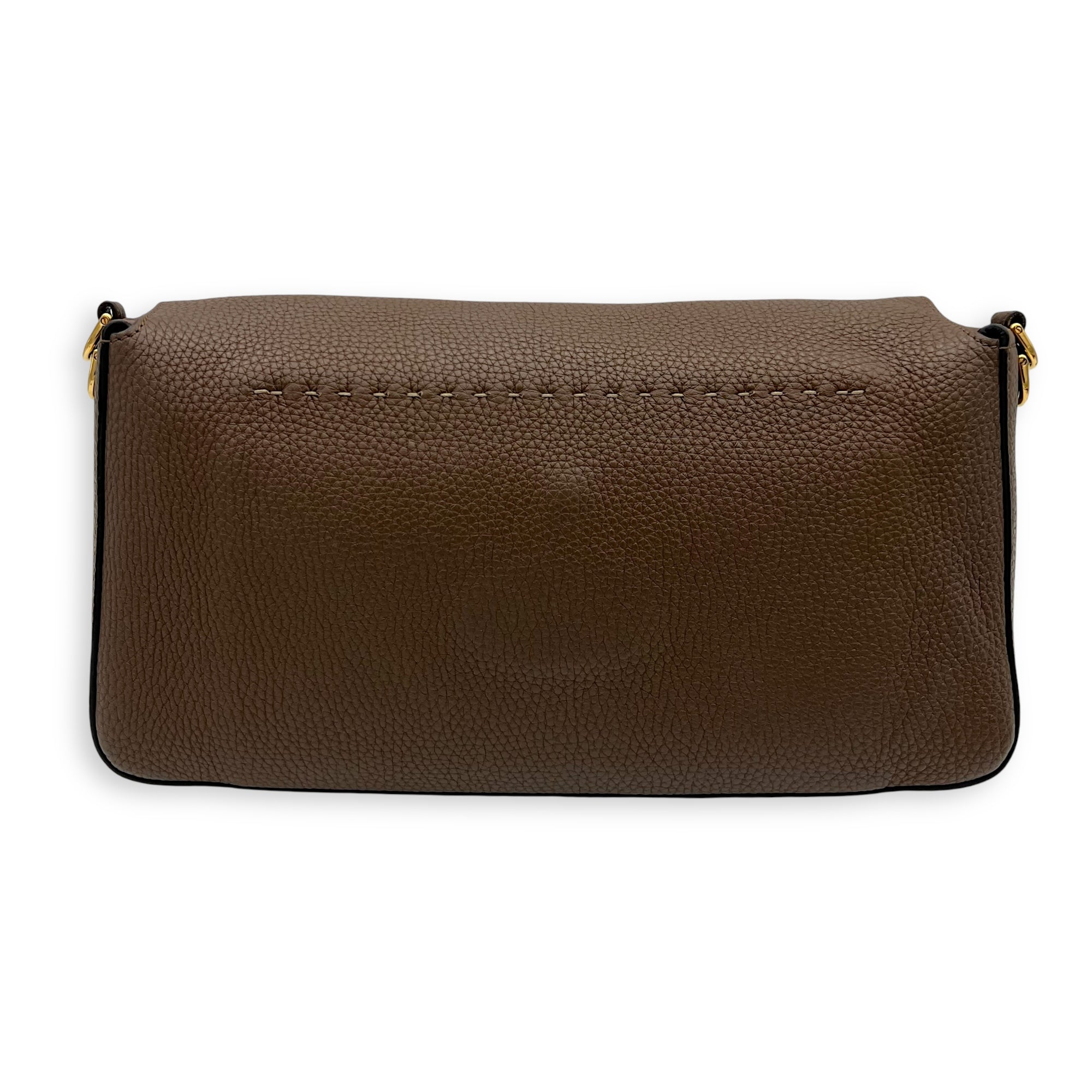 Fendi Baguette Top Handle Bag Brown in Calfskin, Silver hardware_2