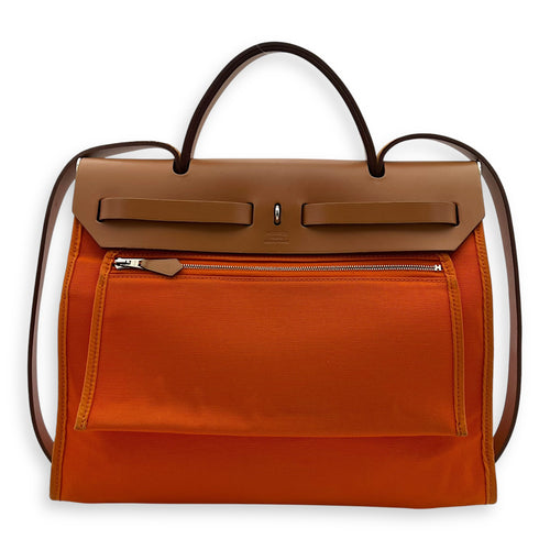 Hermès Herbag 31 Orange Top Handle Bag in Canvas, Silver hardware_2