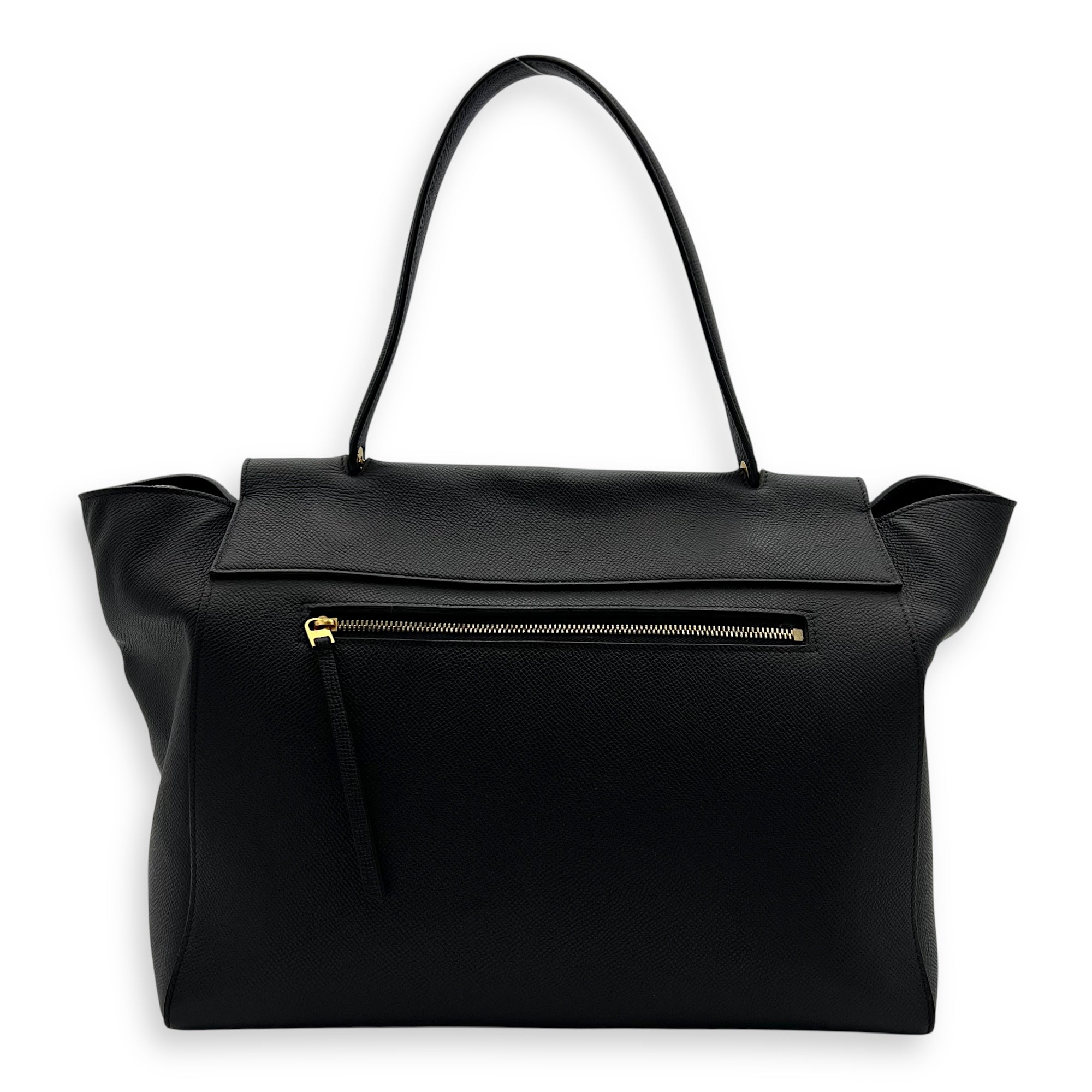 Celine Belt Small Black Top Handle Bag in Calfskin, Gold hardware_2