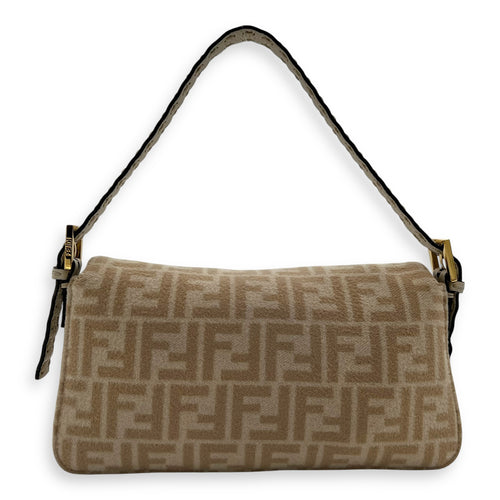 Fendi Seleria baguette Top Handle Bag Small Beige in Fabric, Gold hardware_2