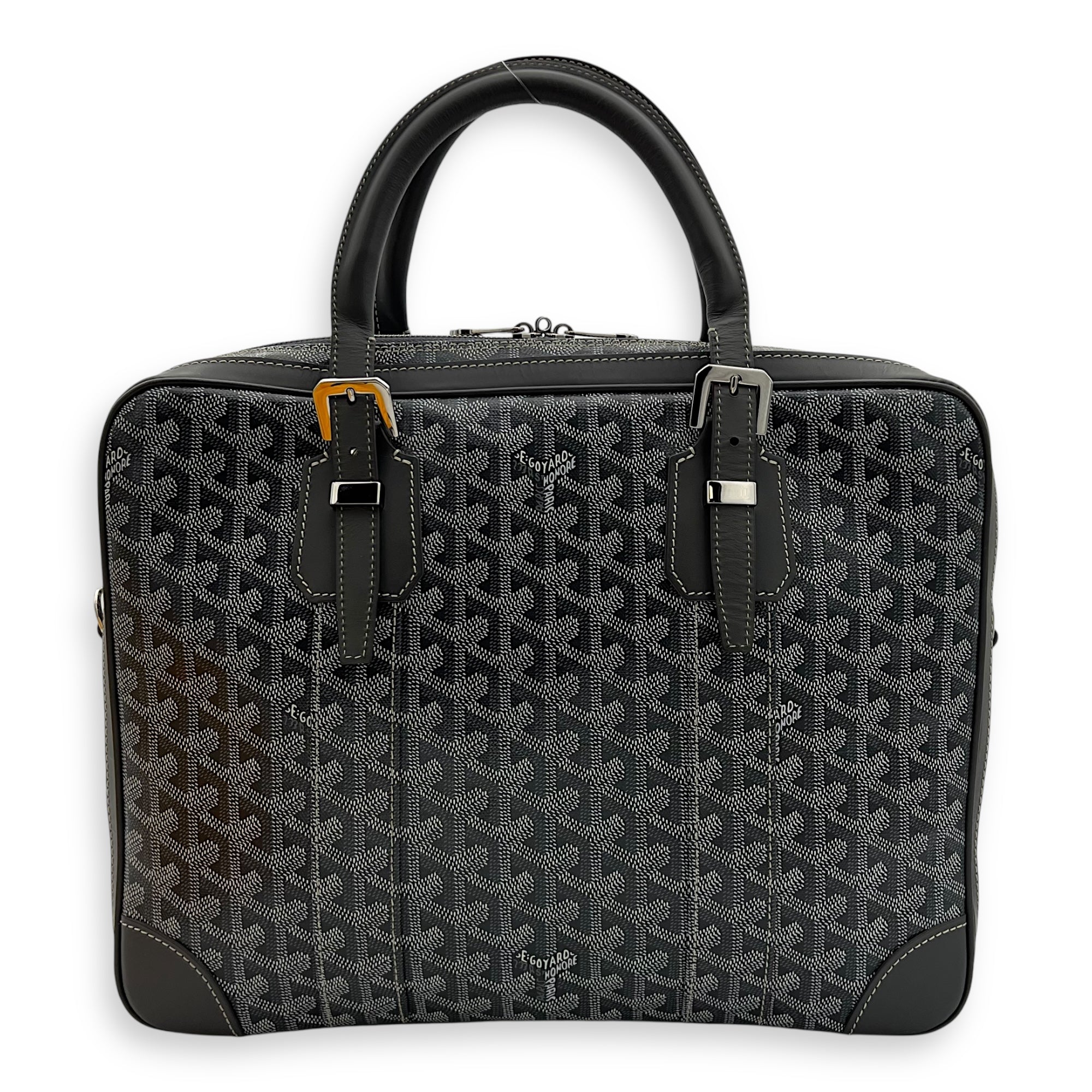 Goyard Ambassade Briefcase Grey in Coated Canvas, Silver hardware_2