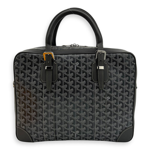 Goyard Ambassade Briefcase Grey in Coated Canvas, Silver hardware_2