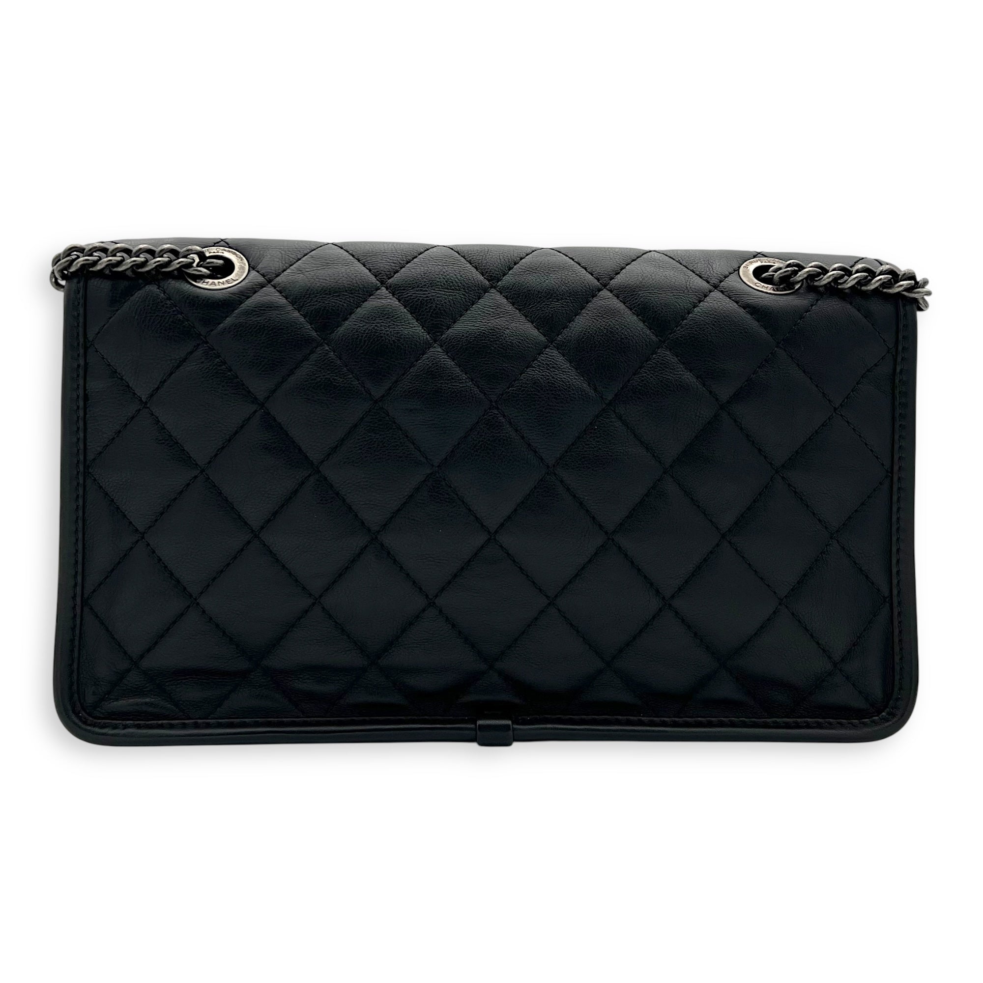 Chanel French Riviera Black Shoulder Bag in Calfskin, Gunmetal hardware_2
