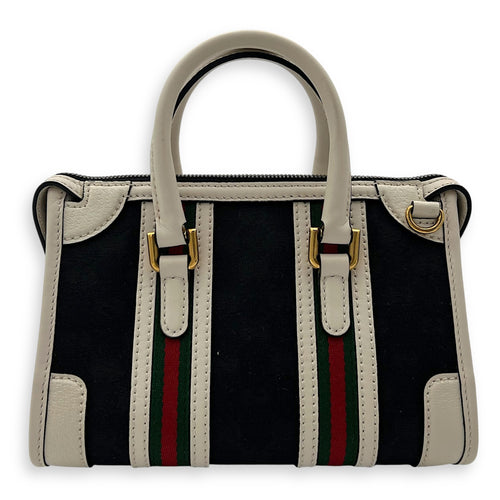 Gucci Sherry Top Handle Bag Mini White in Calfskin and jacquard, Gold hardware_2