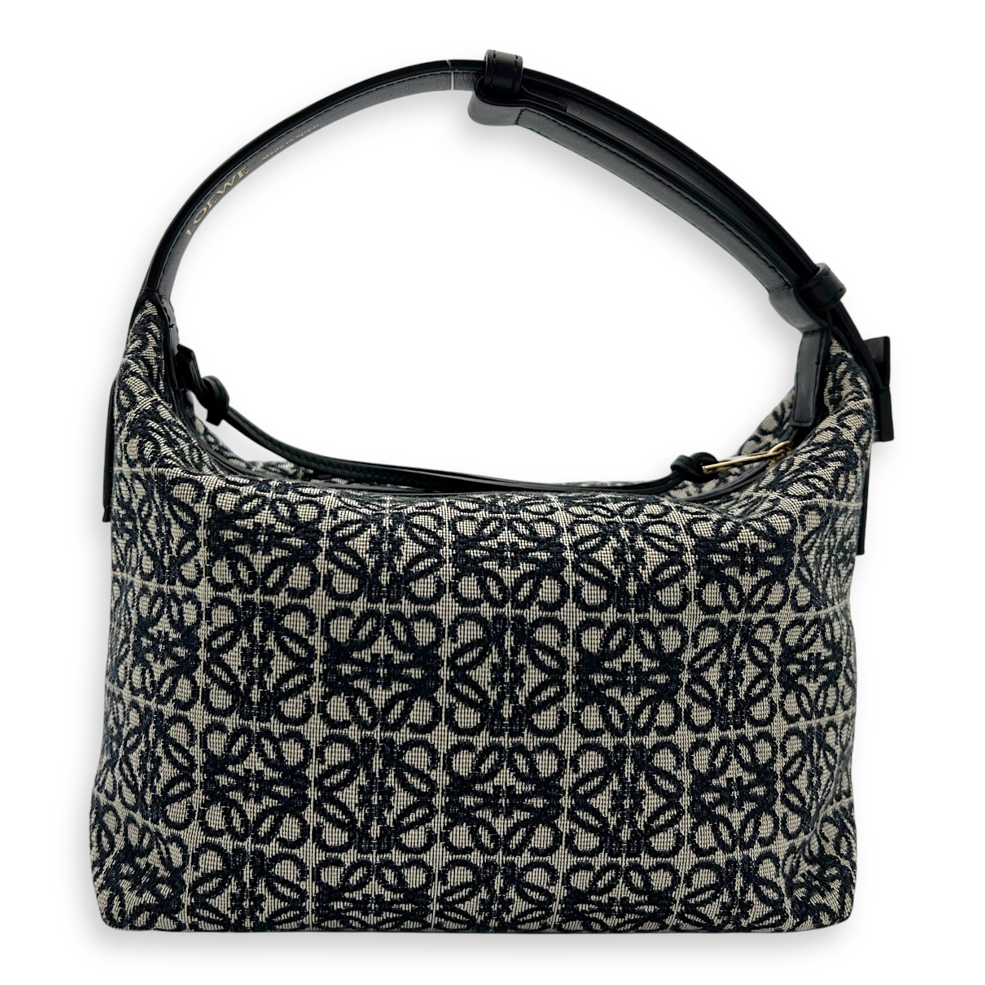 Loewe Cubi Top Handle Bag Blue in Jacquard, Gold hardware_2