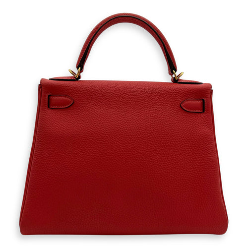 Hermès Kelly Rouge Pivoine in Togo, Gold hardware_2