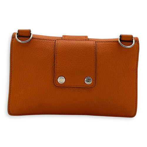 Fendi Baguette Crossbody Bag Orange in Calfskin, Silver hardware_2