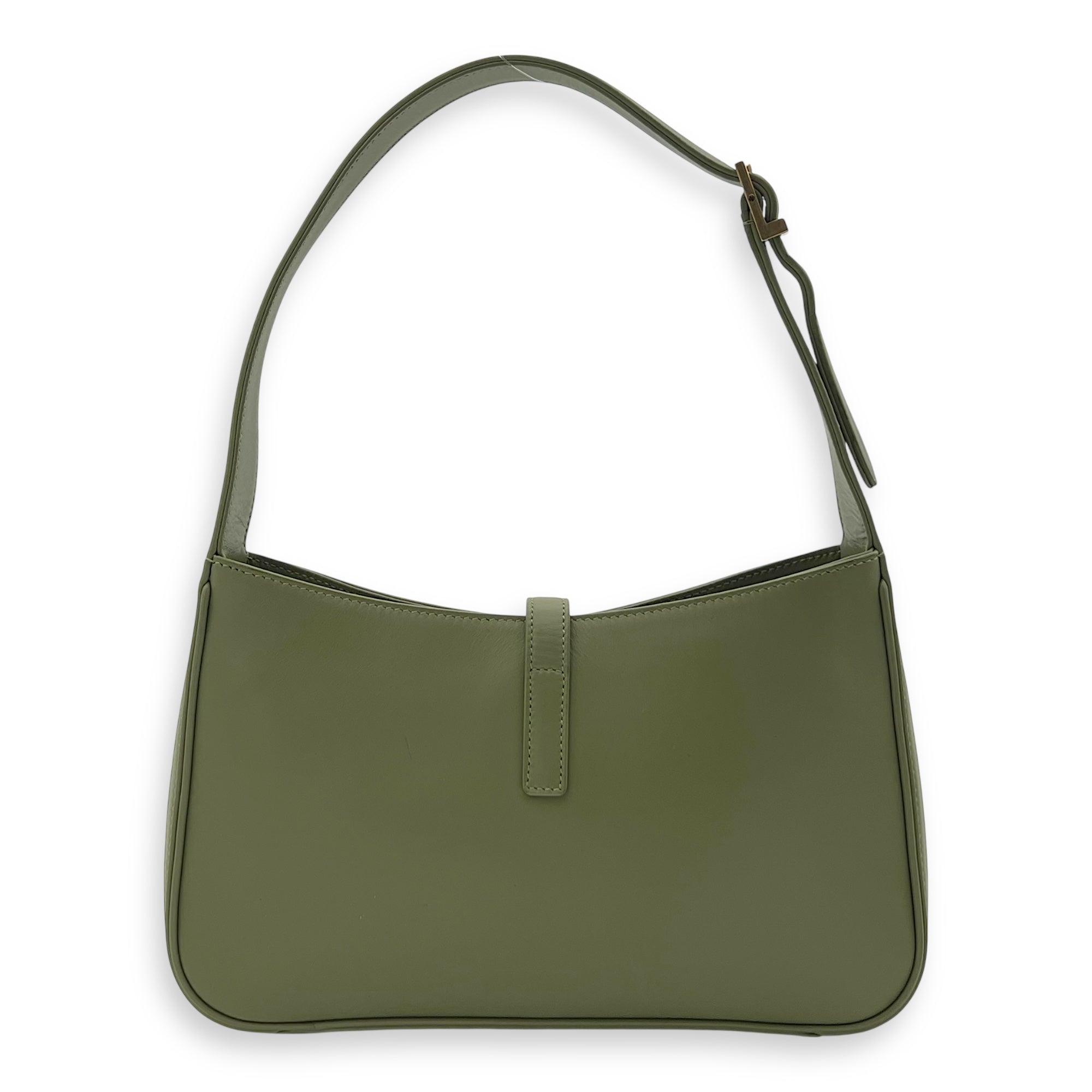 Saint Laurent Le 5 A 7 Shoulder Bag Green in Calfskin, Gold hardware_2