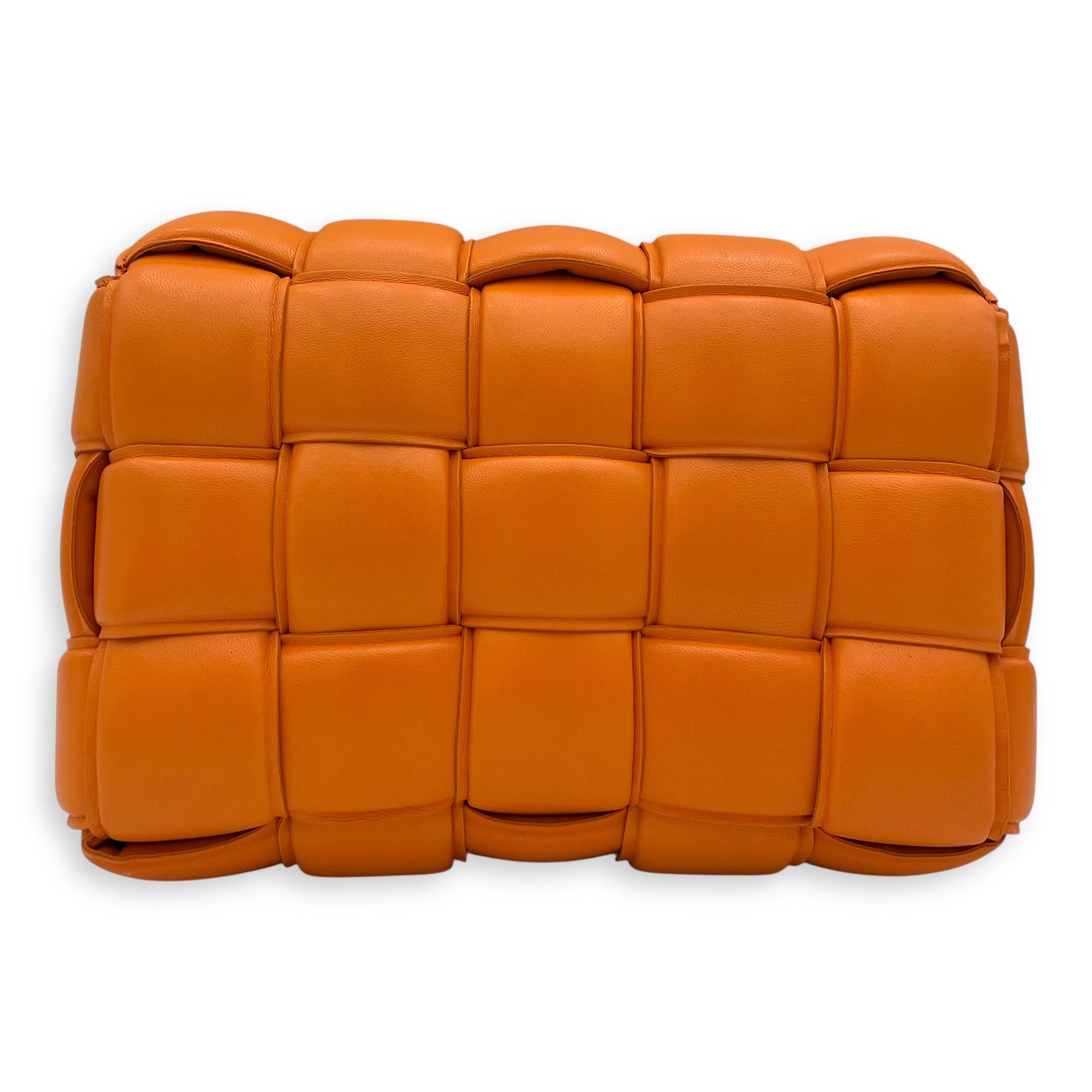 Bottega Veneta Cassette Shoulder Bag Orange in Lambskin, Gold hardware_2