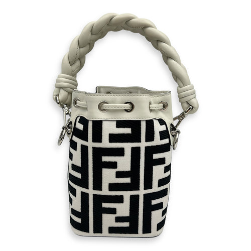 Fendi Mon Tresor White Bucket Bag in Canvas, Silver hardware_2