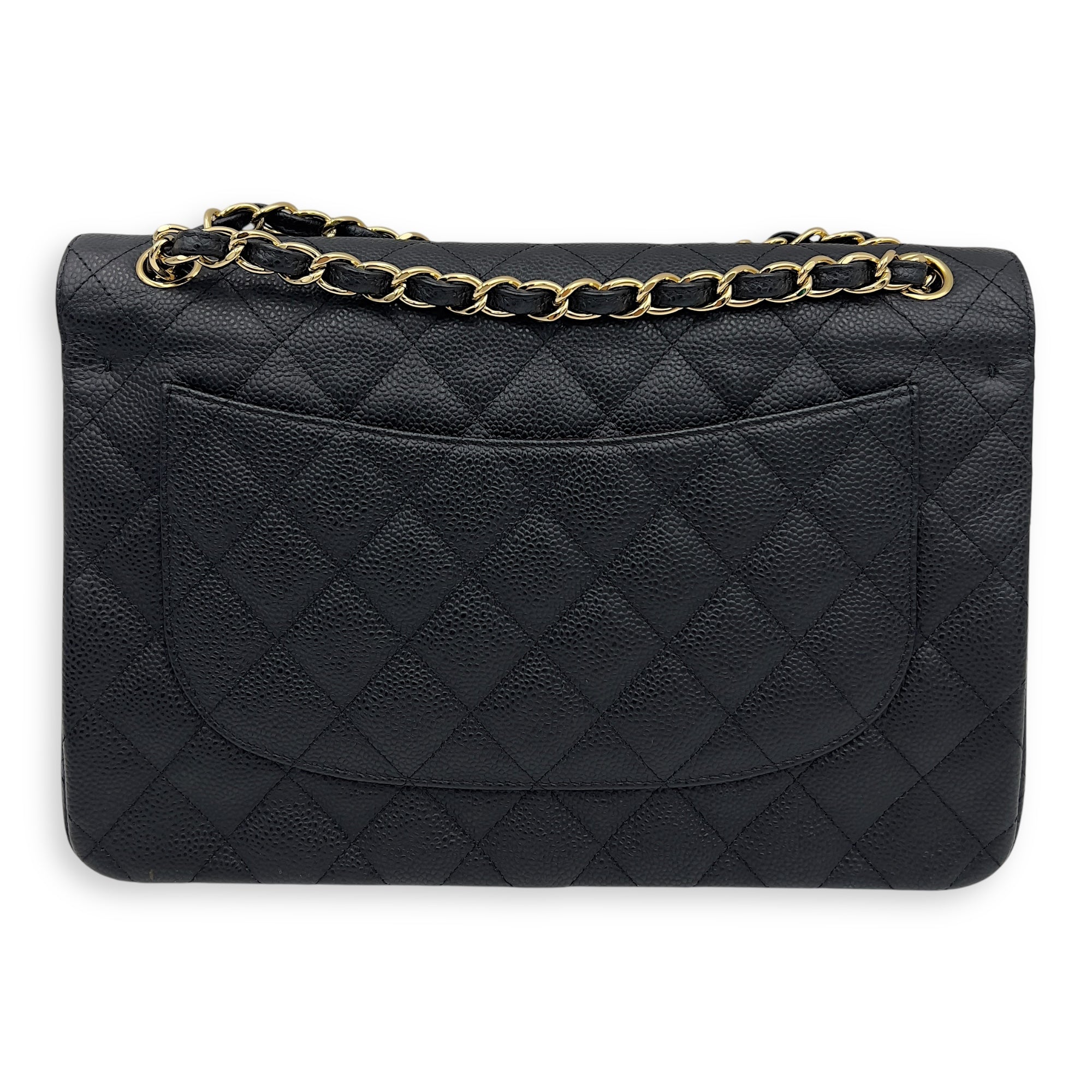 Chanel Classic Shoulder Bag Jumbo Black in Caviar Leather, Silver hardware_2