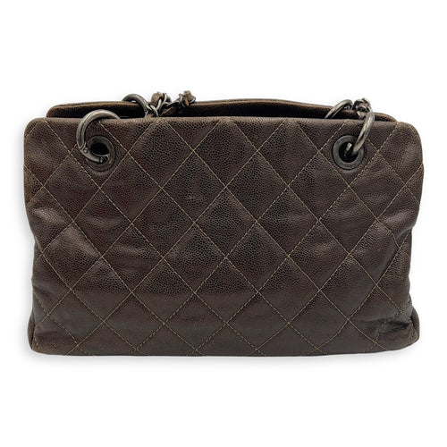 Chanel Quilted Wildstitch Tote Bag Brown in Calfskin, Ruthenium hardware_2