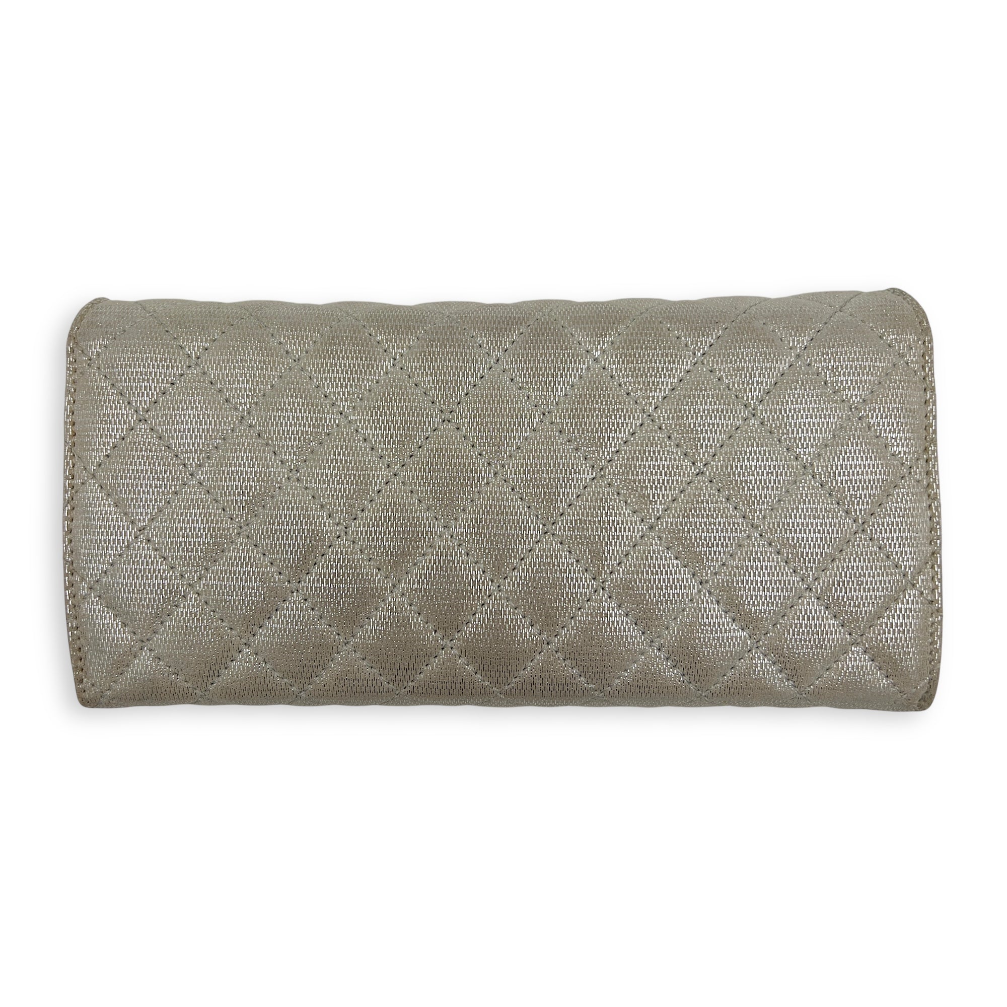 Chanel CC Silver Wallet On Chain in Jersey, Silver hardware_2