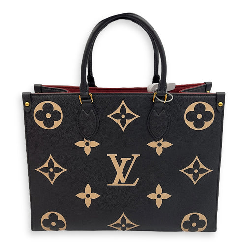 Louis Vuitton OnTheGo MM Black Top Handle Bag in Empreinte Leather, Gold hardware_2
