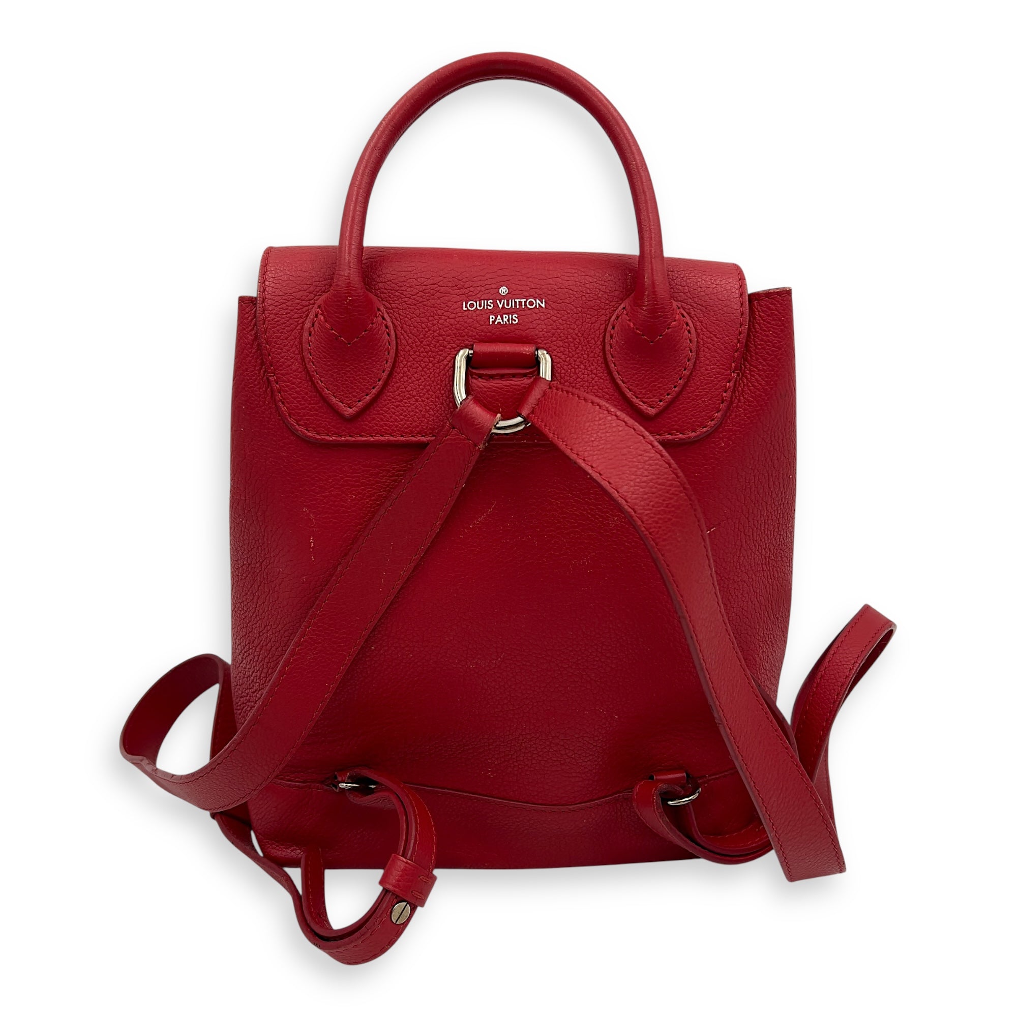 Louis Vuitton Lock Me Backpack Red in Taurillon Leather, Silver hardware_2