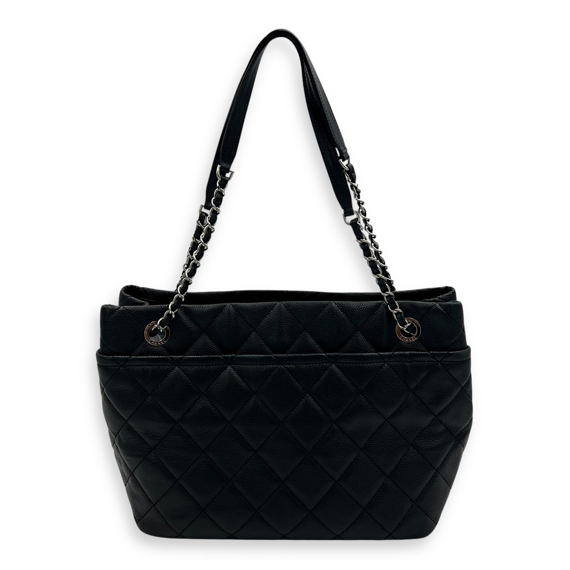 Chanel CC Tote Bag Black in Caviar Leather, Silver hardware_2