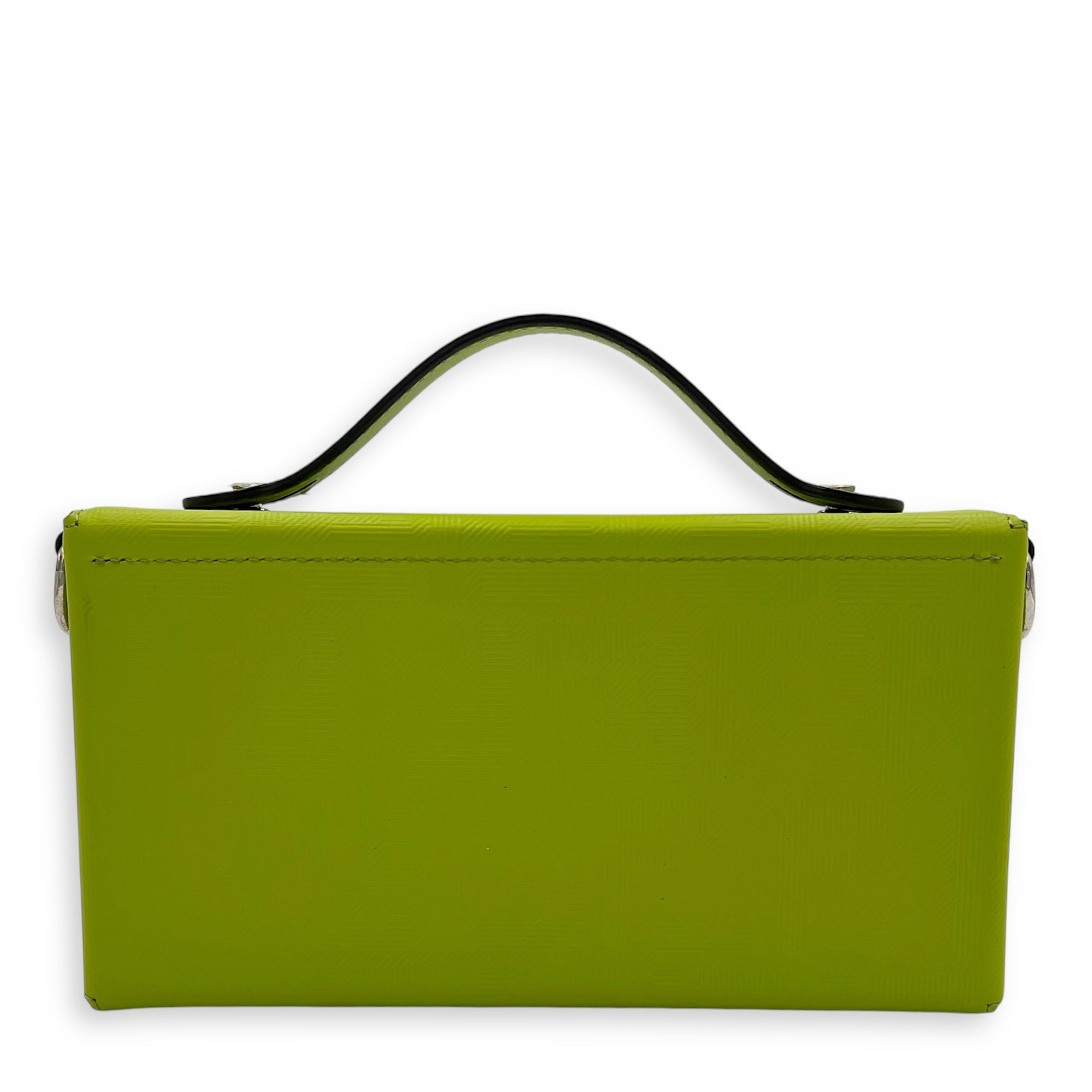 Fendi Baguette Crossbody Bag Yellow in Calfskin, Silver hardware_2