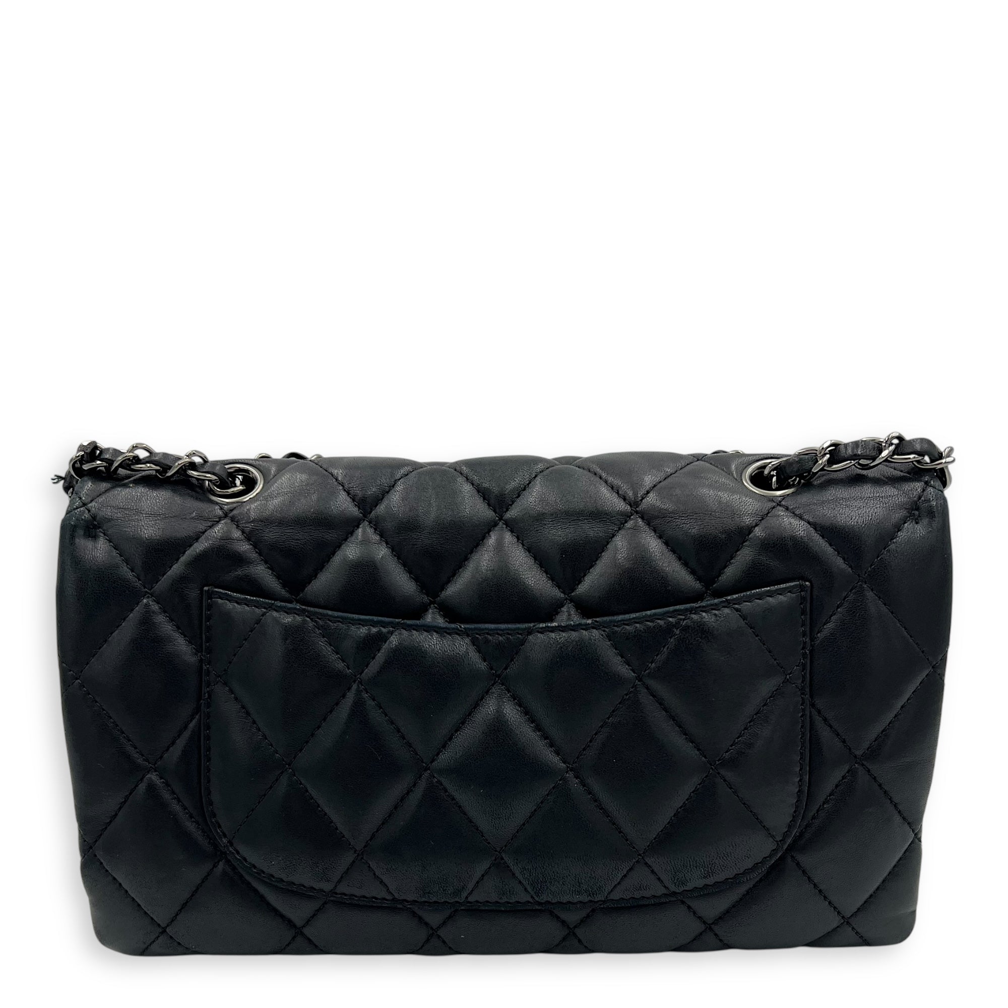 Chanel Accordion Triple Shoulder Bag Black in Lambskin, Silver hardware_2