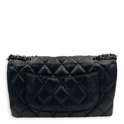 Chanel Accordion Triple Shoulder Bag Black in Lambskin, Silver hardware_2