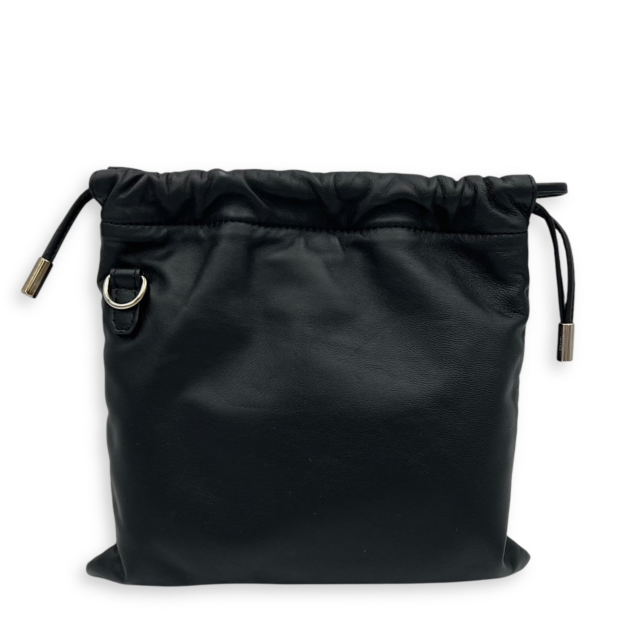 Fendi Logo Black Crossbody Bag in Calfskin, Silver hardware_2
