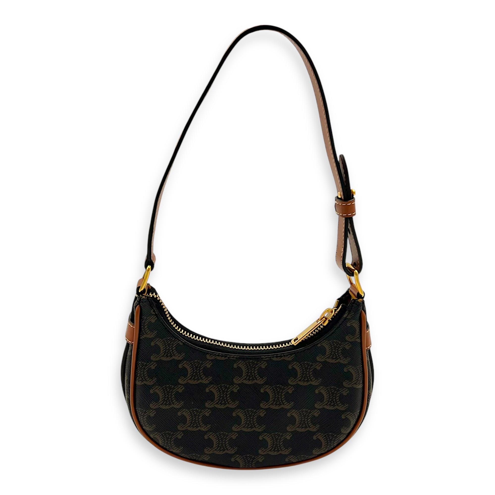 Celine Ava Shoulder Bag Brown in Coated Canvas, Gold hardware_2