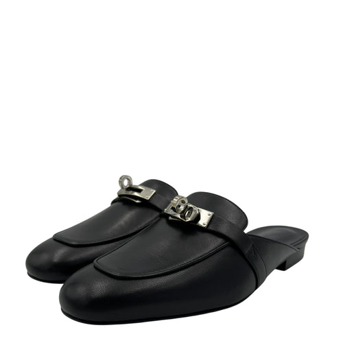 Hermès Oz Mule 36 Black Shoes in, Palladium hardware_2