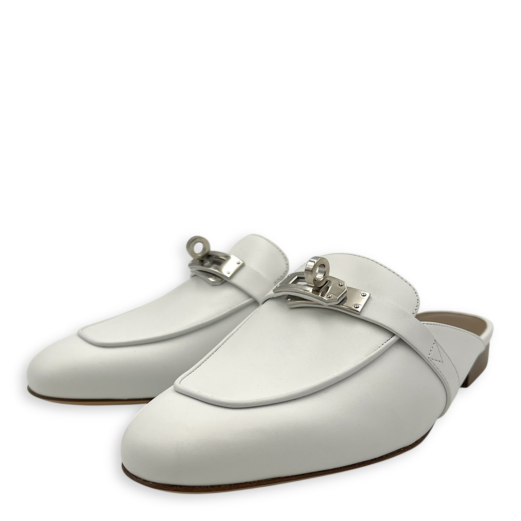 Hermès Oz Mule 36 White Shoes in, Palladium hardware_2
