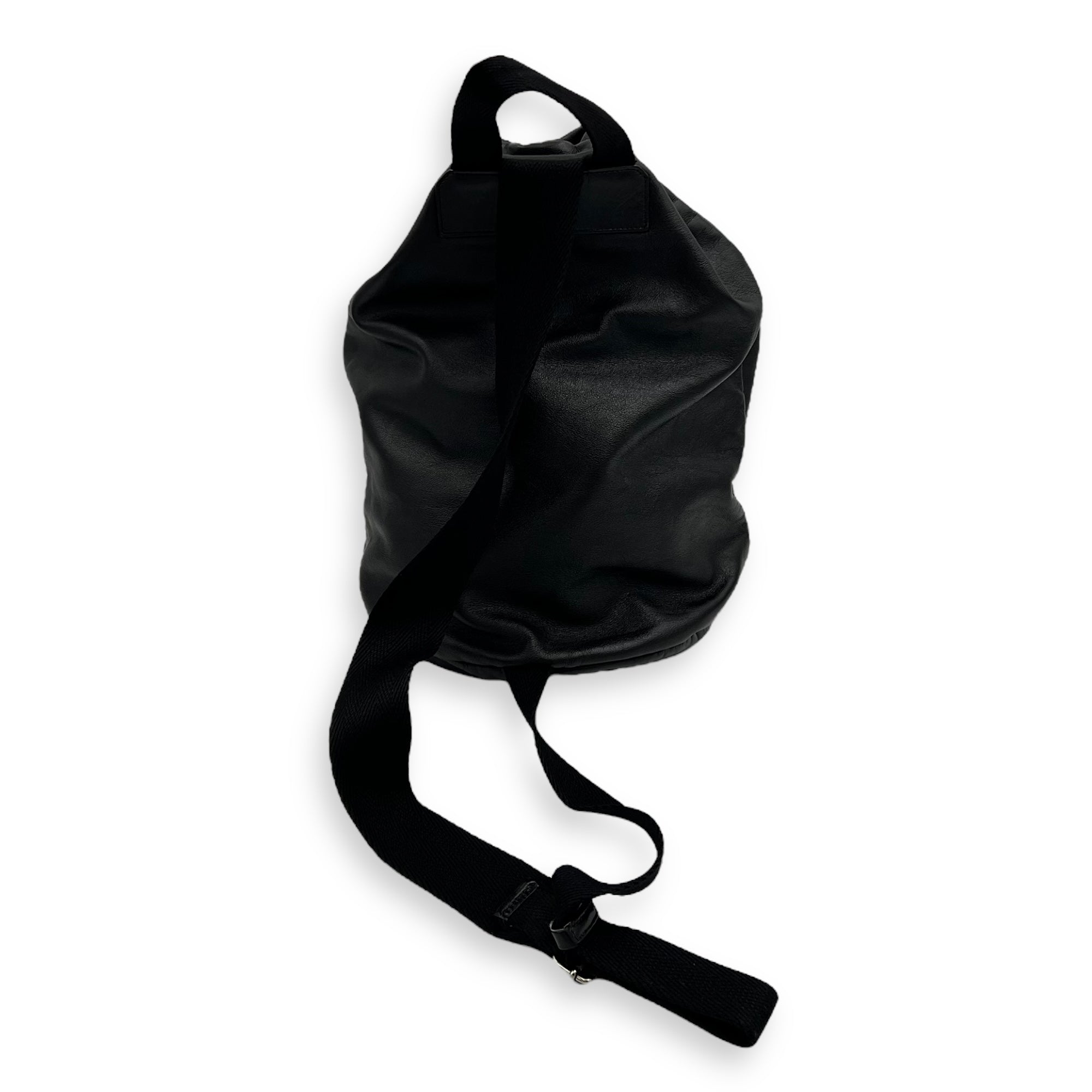 Saint Laurent Logo Backpack Black in Calfskin, Silver hardware_2