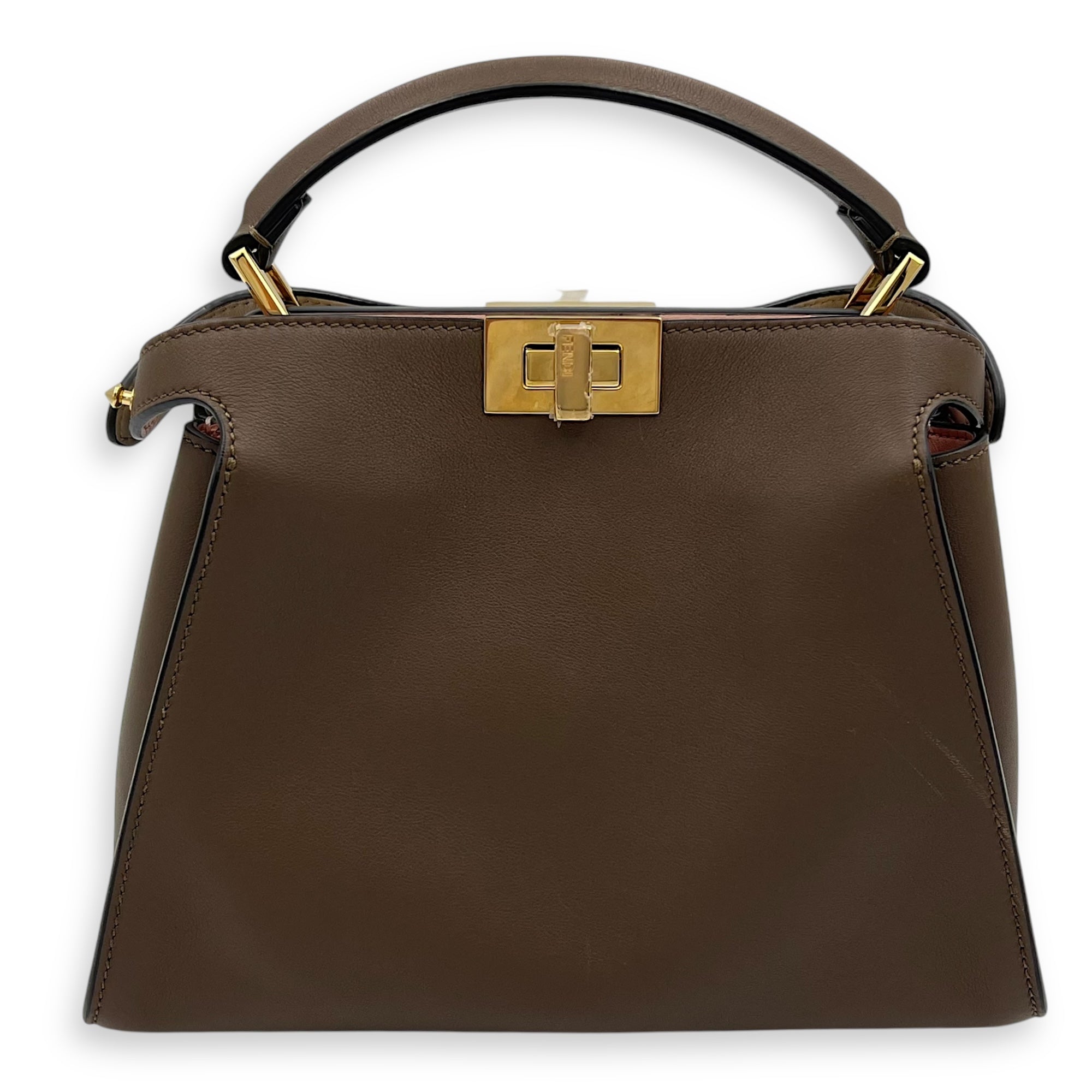 Fendi Peekaboo Top Handle Bag Essentially Beige in Calfskin, Gold hardware_2