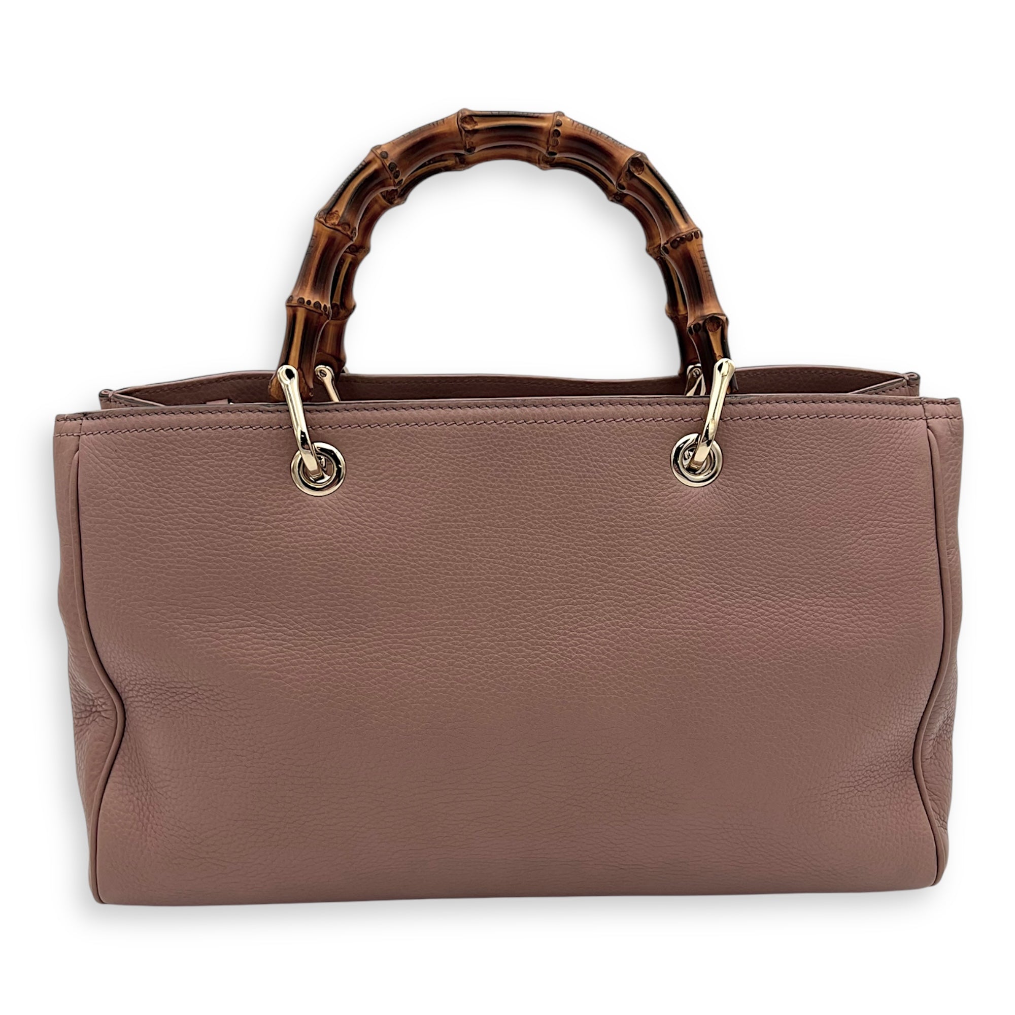Gucci Bamboo Top Handle Bag Beige in Calfskin, Light Gold hardware_9