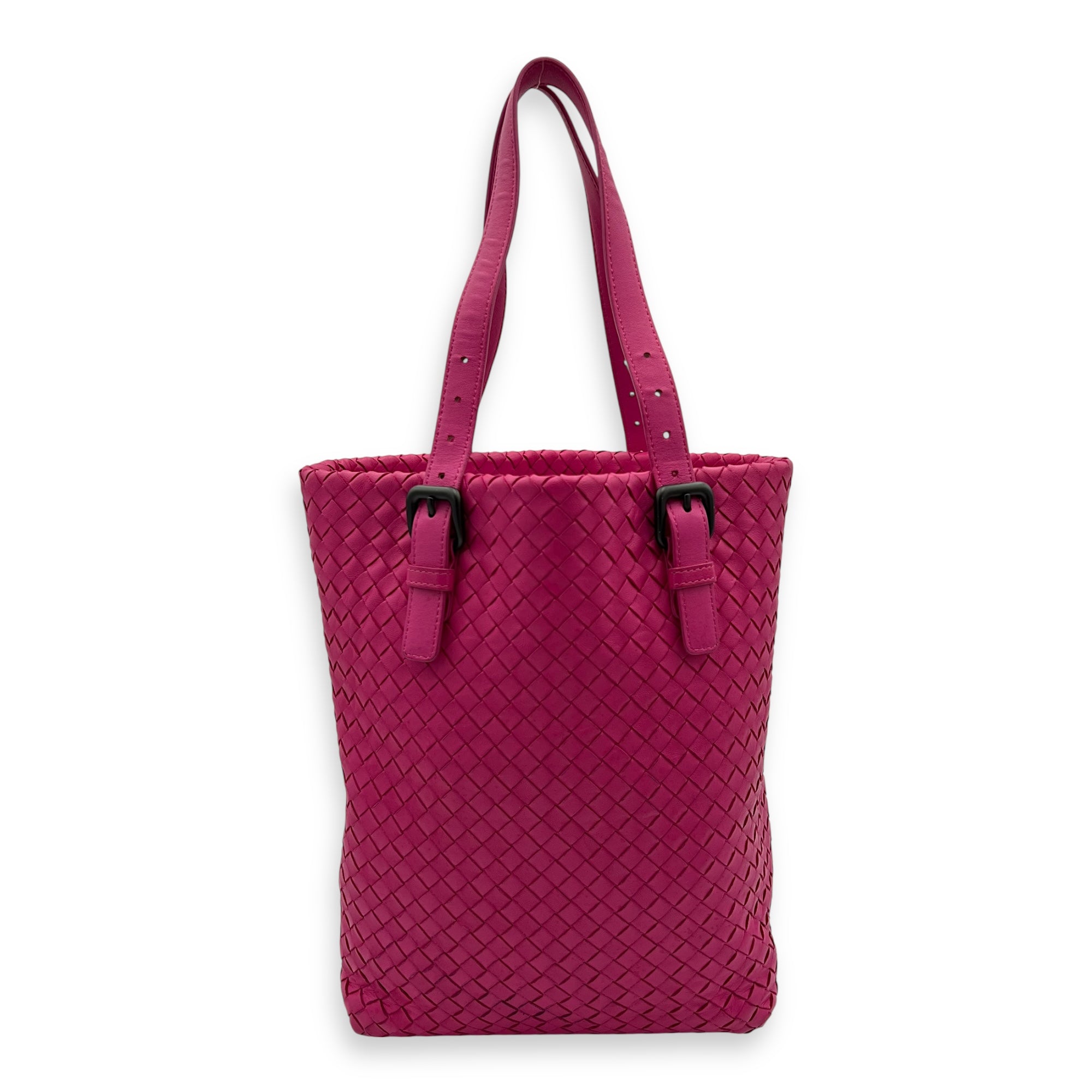 Bottega Veneta Intrecciato Shoulder Bag Pink in Lambskin, Gunmetal hardware_10