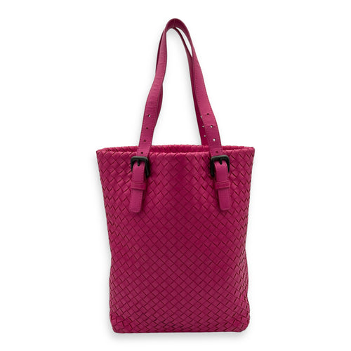 Bottega Veneta Intrecciato Shoulder Bag Pink in Lambskin, Gunmetal hardware_10