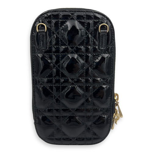 Dior Cannage Top Handle Bag Black in Patent Leather, Gold hardware_2