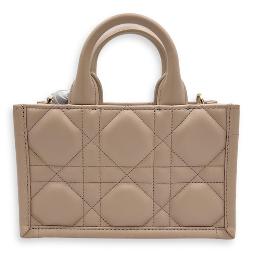 Dior Book Tote Top Handle Bag Mini Beige in Lambskin, Gold hardware_2