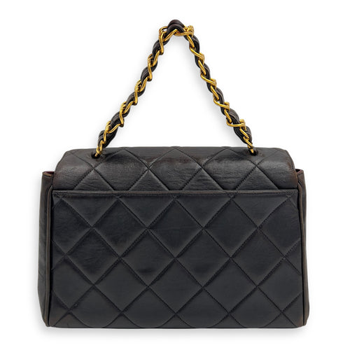 Chanel Vintage Quilted CC Top Handle Bag Brown in Lambskin, Gold hardware_2