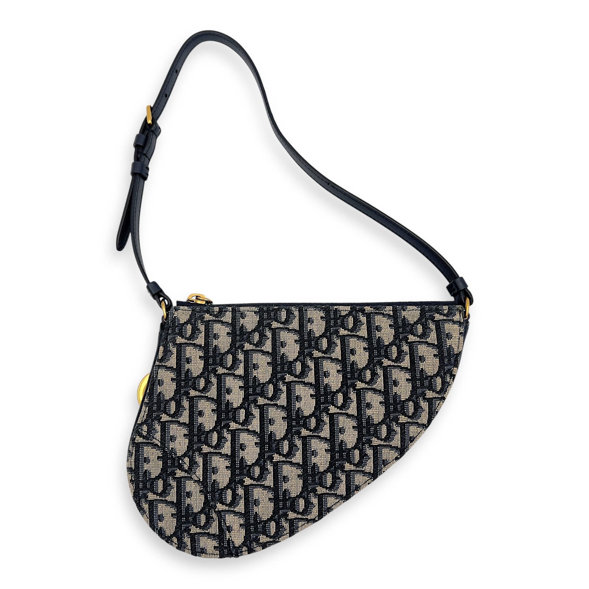 Dior Saddle Rodeo Blue Shoulder Bag in Jacquard, Gold hardware_2